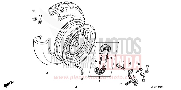 ROUE ARRIERE de NHX 110 Lead PEARL SILKY WHITE (NHA67) de 2008